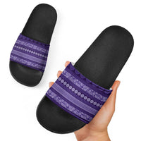 Fiji Marau na Kerisimasi Slide Sandals Purple Tapa Masi Inspired Christmas - Polynesian Pride