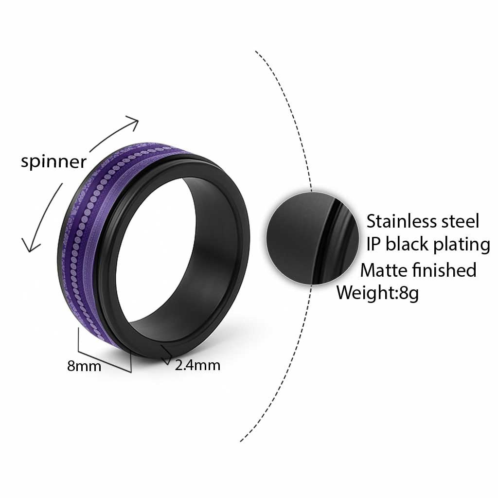 Fiji Marau na Kerisimasi Spinner Ring Purple Tapa Masi Inspired Christmas - Polynesian Pride