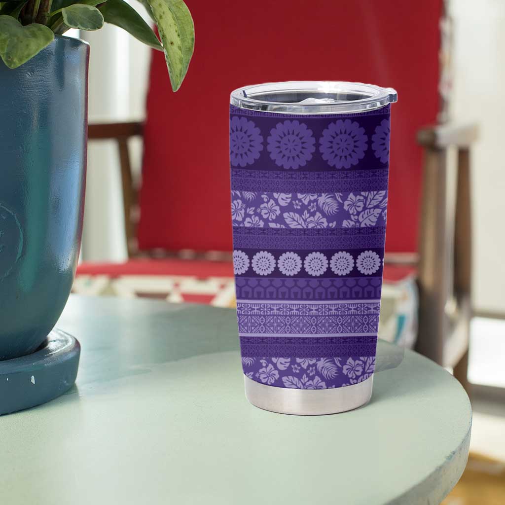 Fiji Marau na Kerisimasi Tumbler Cup Purple Tapa Masi Inspired Christmas - Polynesian Pride