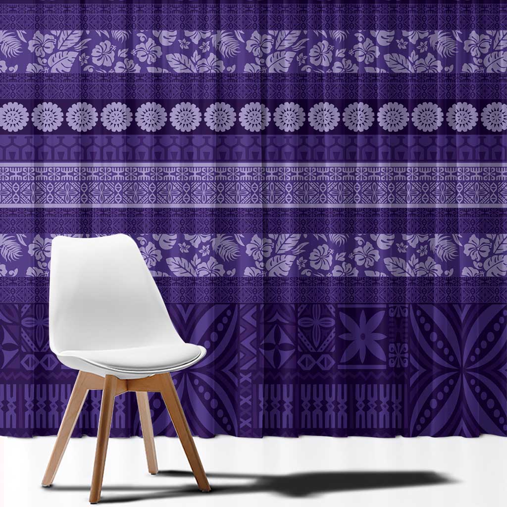 Fiji Marau na Kerisimasi Window Curtain Purple Tapa Masi Inspired Christmas - Polynesian Pride