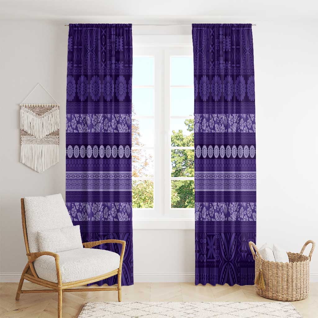 Fiji Marau na Kerisimasi Window Curtain Purple Tapa Masi Inspired Christmas - Polynesian Pride
