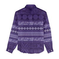 Fiji Marau na Kerisimasi Women Casual Shirt Purple Tapa Masi Inspired Christmas - Polynesian Pride