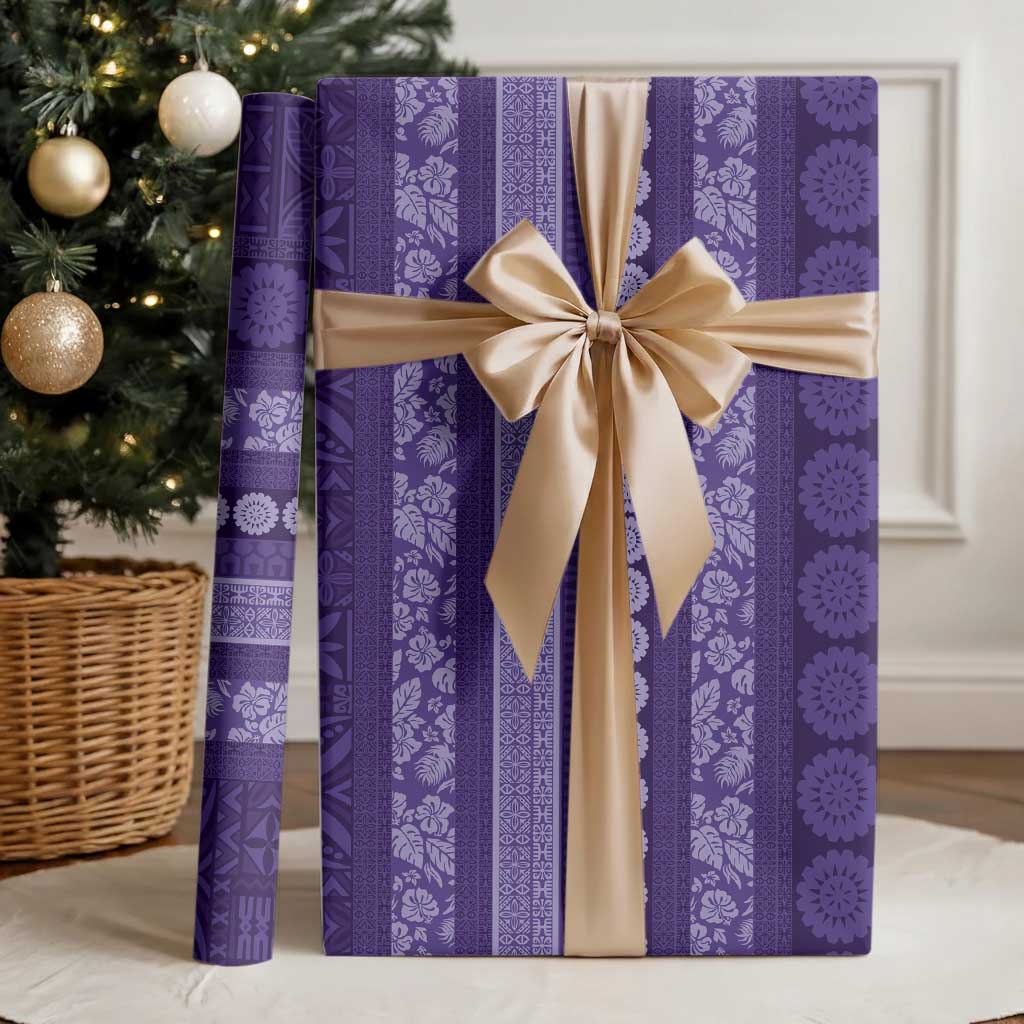 Fiji Marau na Kerisimasi Wrapping Paper Purple Tapa Masi Inspired Christmas - Polynesian Pride