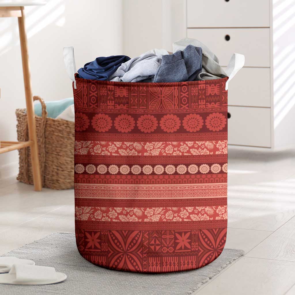 Fiji Marau na Kerisimasi Laundry Basket Red Tapa Masi Inspired Christmas - Polynesian Pride