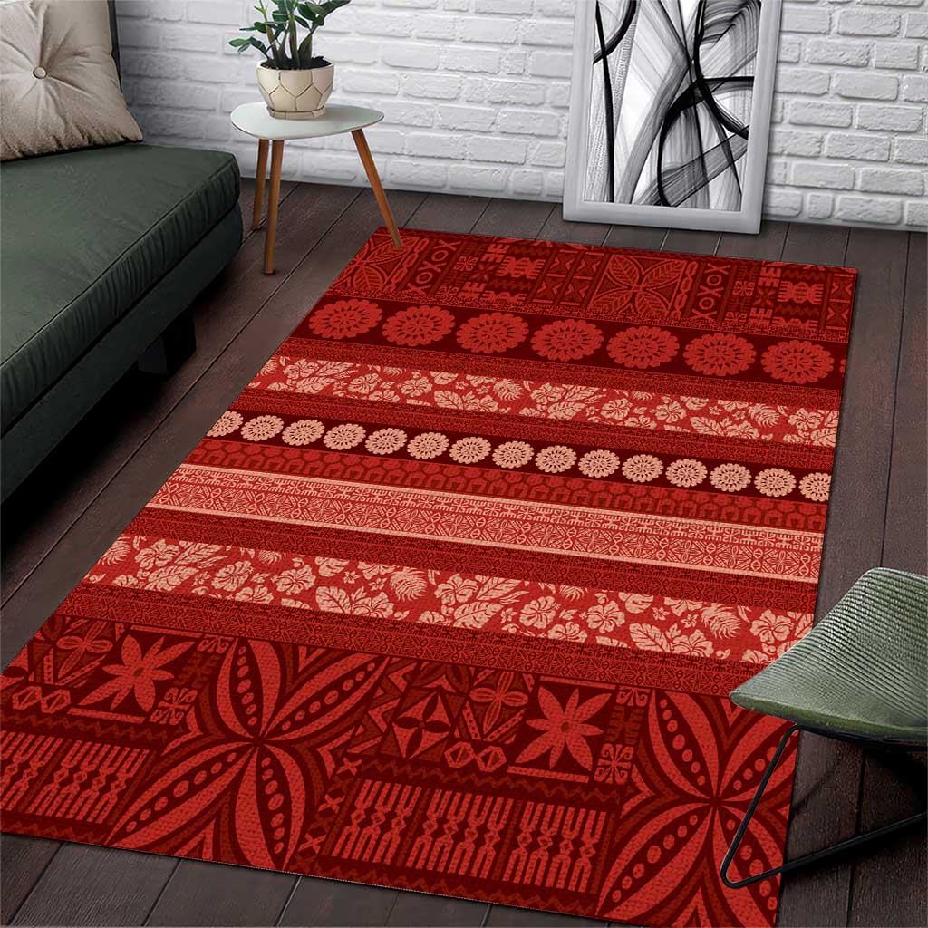 Fiji Marau na Kerisimasi Area Rug Red Tapa Masi Inspired Christmas - Polynesian Pride