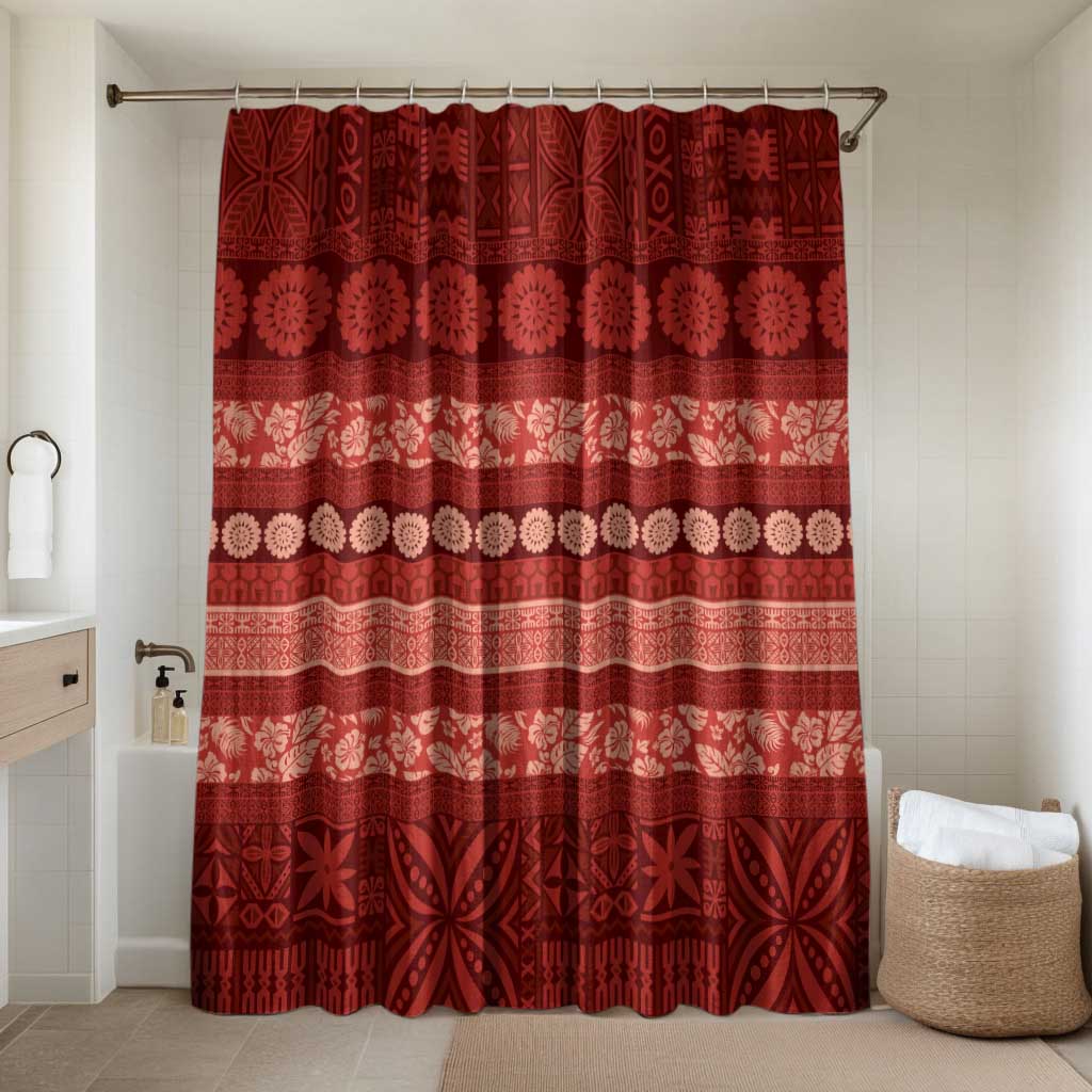 Fiji Marau na Kerisimasi Bathroom Set Red Tapa Masi Inspired Christmas - Polynesian Pride