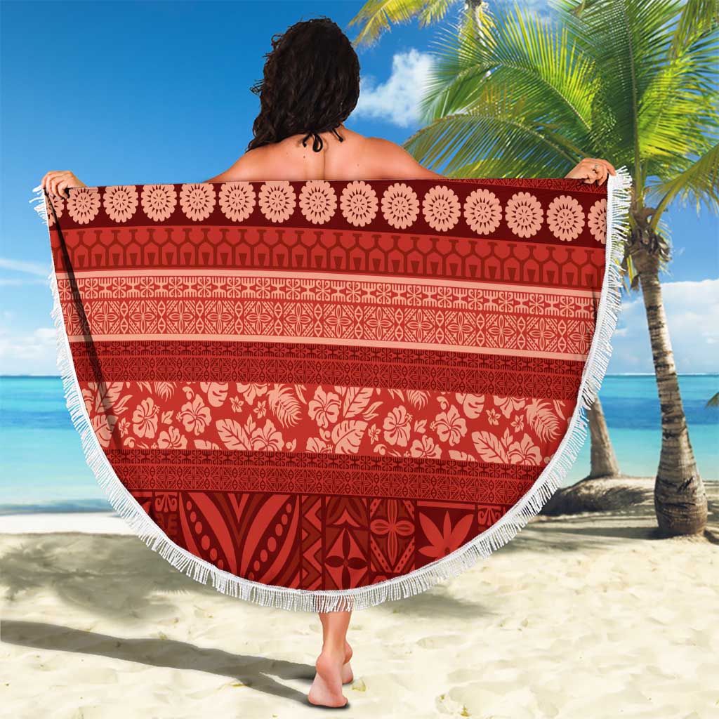 Fiji Marau na Kerisimasi Beach Blanket Red Tapa Masi Inspired Christmas - Polynesian Pride