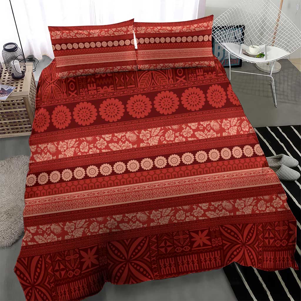 Fiji Marau na Kerisimasi Bedding Set Red Tapa Masi Inspired Christmas - Polynesian Pride