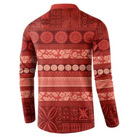Fiji Marau na Kerisimasi Button Sweatshirt Red Tapa Masi Inspired Christmas - Polynesian Pride