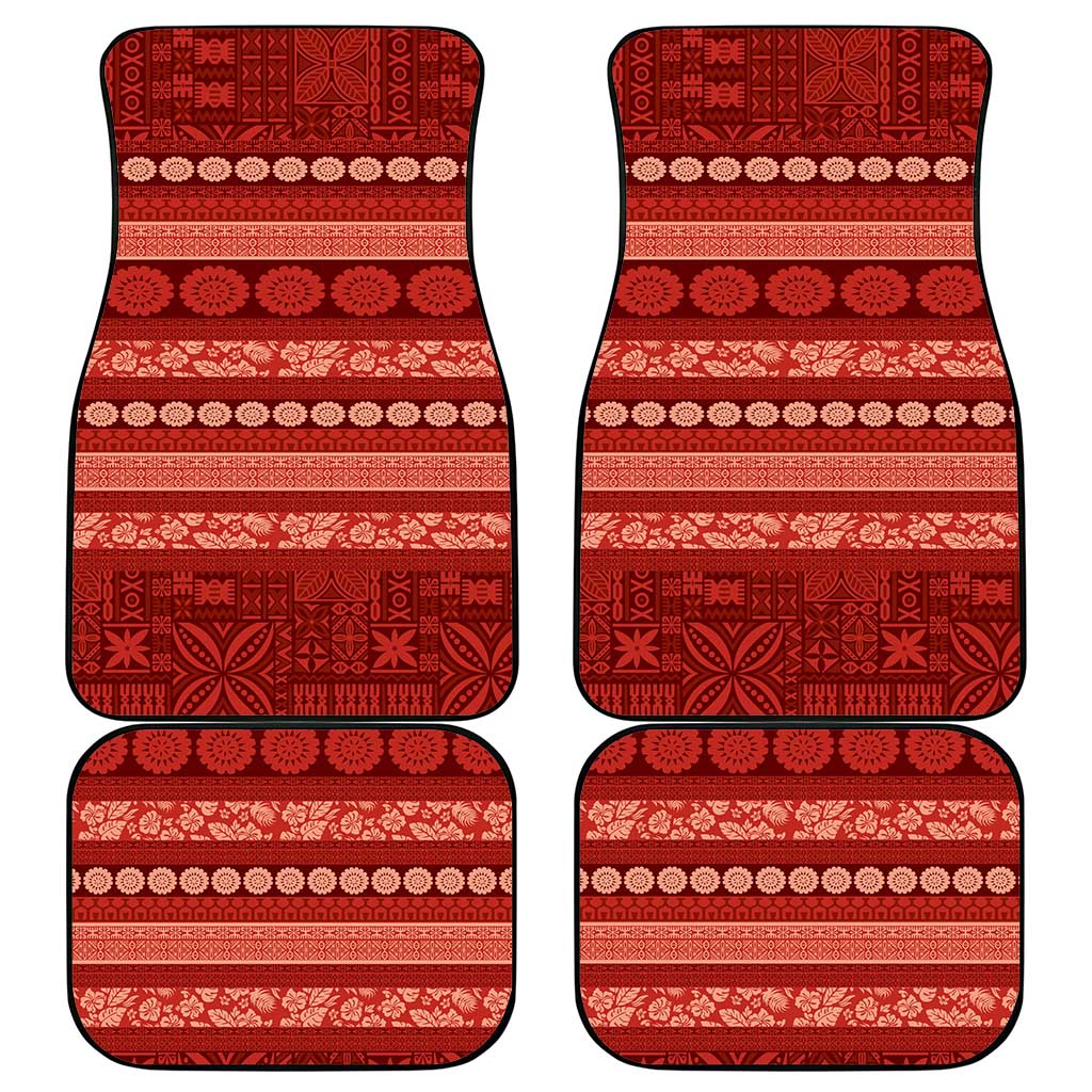 Fiji Marau na Kerisimasi Car Mats Red Tapa Masi Inspired Christmas - Polynesian Pride