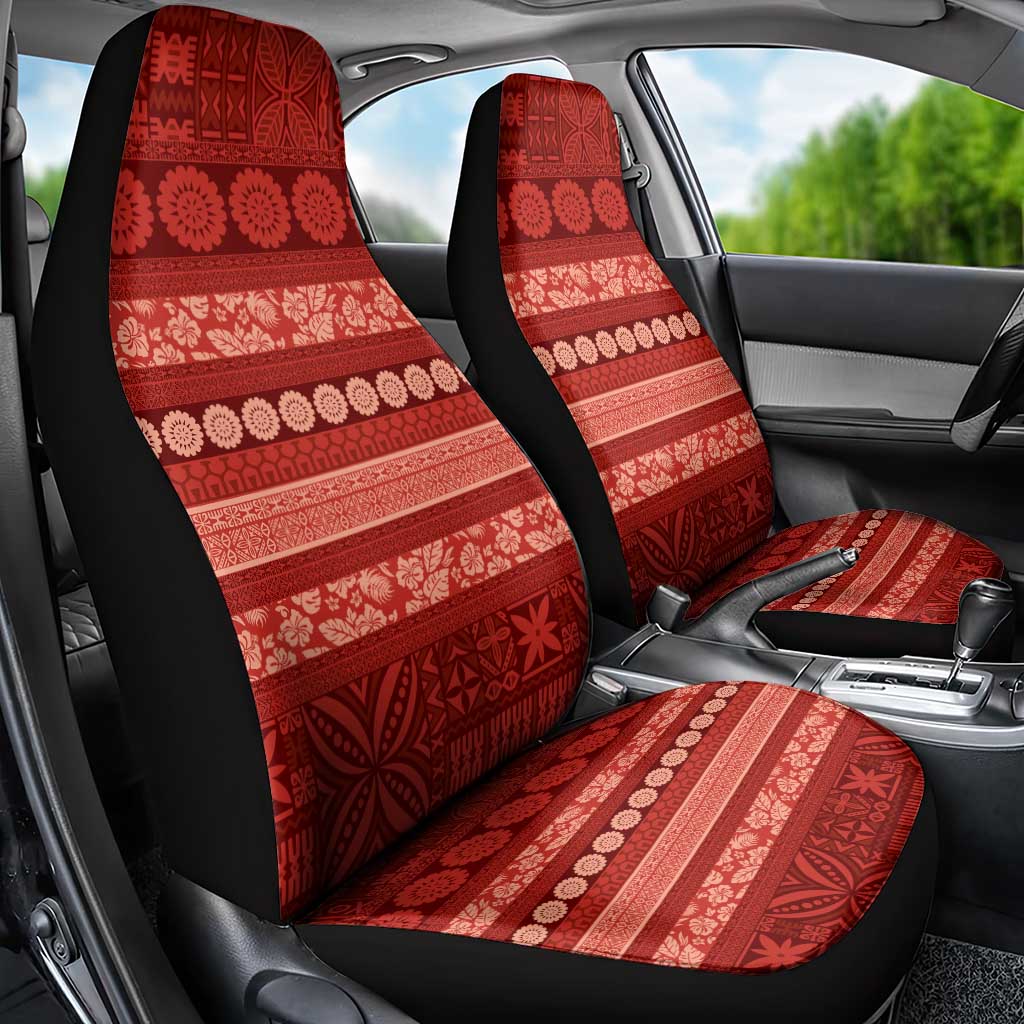 Fiji Marau na Kerisimasi Car Seat Cover Red Tapa Masi Inspired Christmas - Polynesian Pride