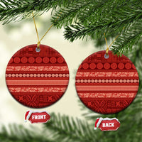 Fiji Marau na Kerisimasi Ceramic Ornament Red Tapa Masi Inspired Christmas - Polynesian Pride