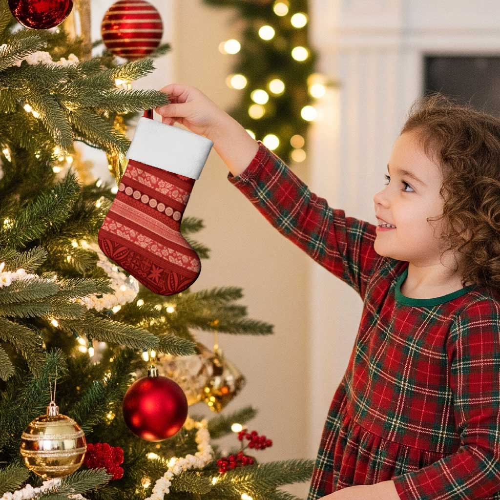 Fiji Marau na Kerisimasi Christmas Stocking Red Tapa Masi Inspired Christmas - Polynesian Pride