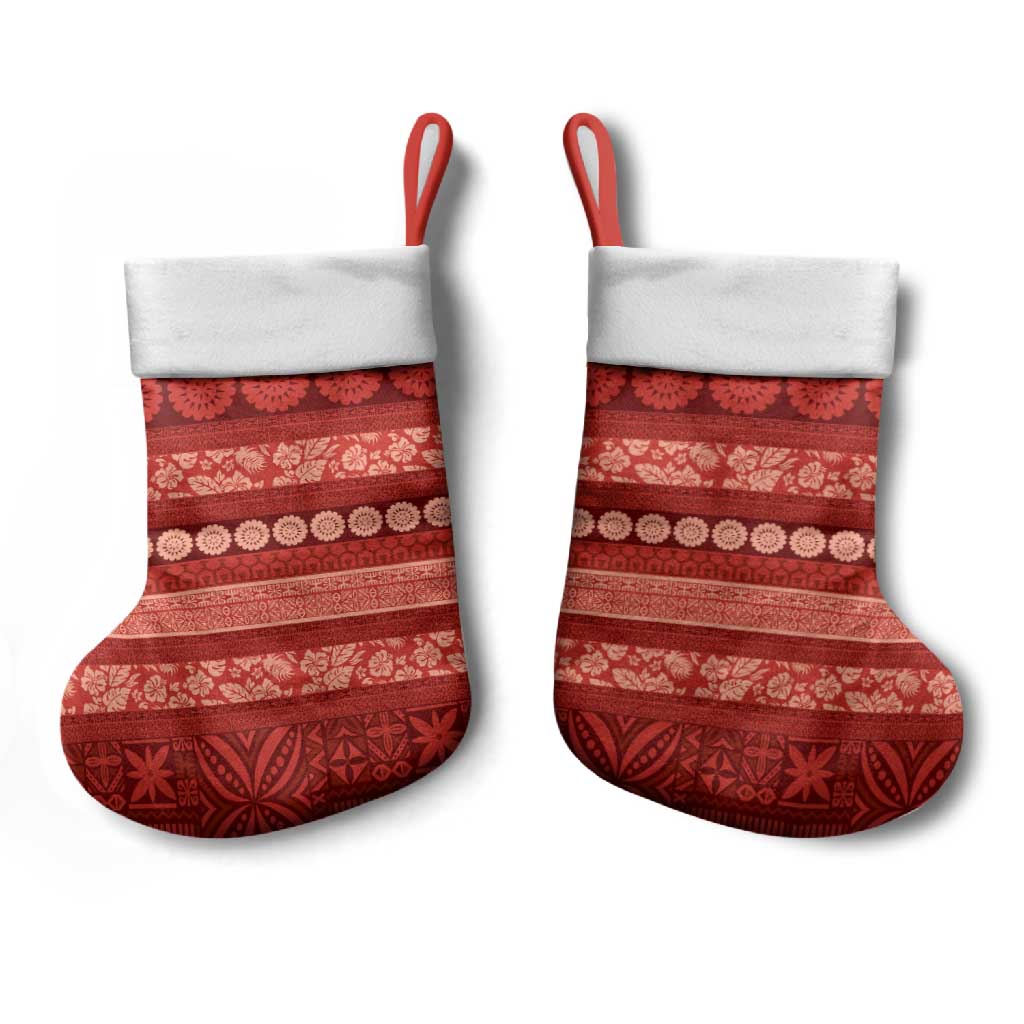 Fiji Marau na Kerisimasi Christmas Stocking Red Tapa Masi Inspired Christmas - Polynesian Pride