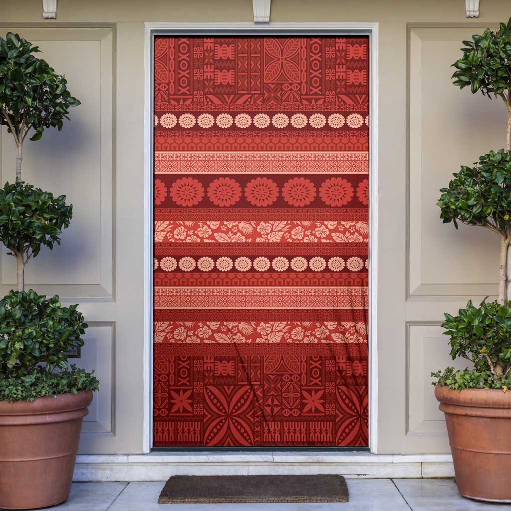 Fiji Marau na Kerisimasi Door Cover Red Tapa Masi Inspired Christmas - Polynesian Pride