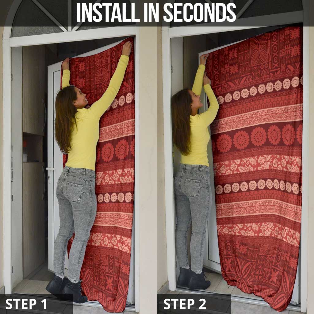 Fiji Marau na Kerisimasi Door Cover Red Tapa Masi Inspired Christmas - Polynesian Pride
