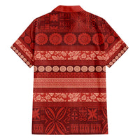 Fiji Marau na Kerisimasi Family Matching Off Shoulder Maxi Dress and Hawaiian Shirt Red Tapa Masi Inspired Christmas - Polynesian Pride
