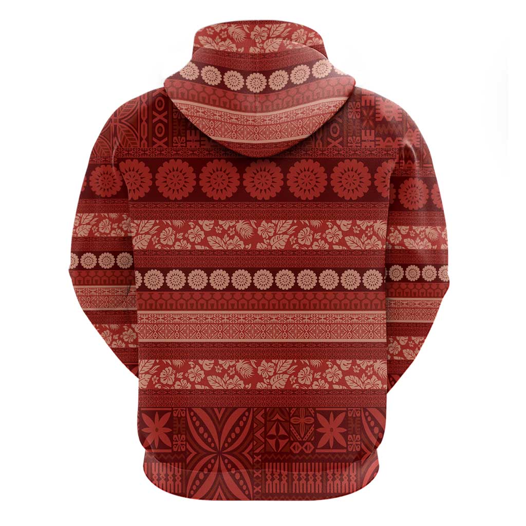 Fiji Marau na Kerisimasi Hoodie Red Tapa Masi Inspired Christmas - Polynesian Pride