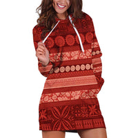 Fiji Marau na Kerisimasi Hoodie Dress Red Tapa Masi Inspired Christmas - Polynesian Pride