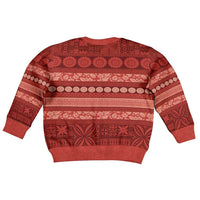 Fiji Marau na Kerisimasi Kid Ugly Christmas Sweater Red Tapa Masi Inspired Christmas - Polynesian Pride