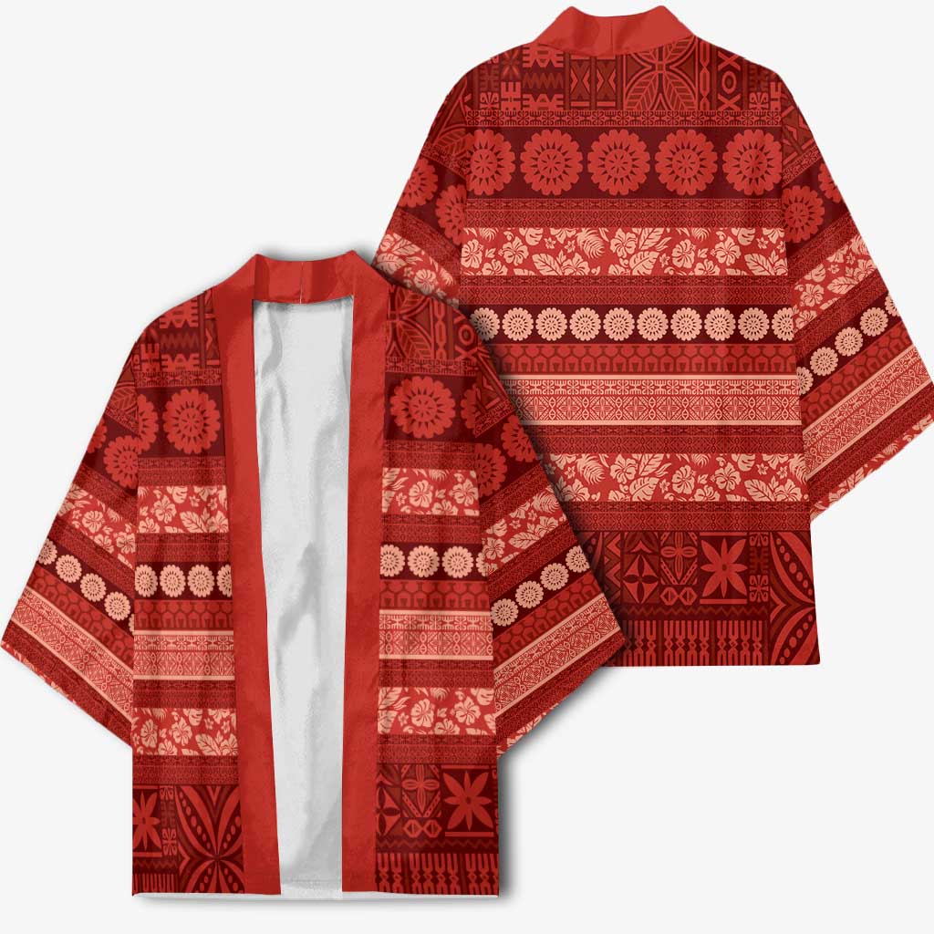 Fiji Marau na Kerisimasi Kimono Red Tapa Masi Inspired Christmas - Polynesian Pride