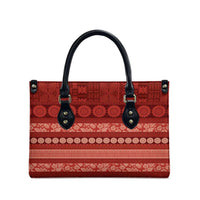 Fiji Marau na Kerisimasi Leather Bag Red Tapa Masi Inspired Christmas - Polynesian Pride