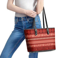 Fiji Marau na Kerisimasi Leather Tote Bag Red Tapa Masi Inspired Christmas - Polynesian Pride