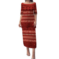 Fiji Marau na Kerisimasi Puletasi Red Tapa Masi Inspired Christmas - Polynesian Pride