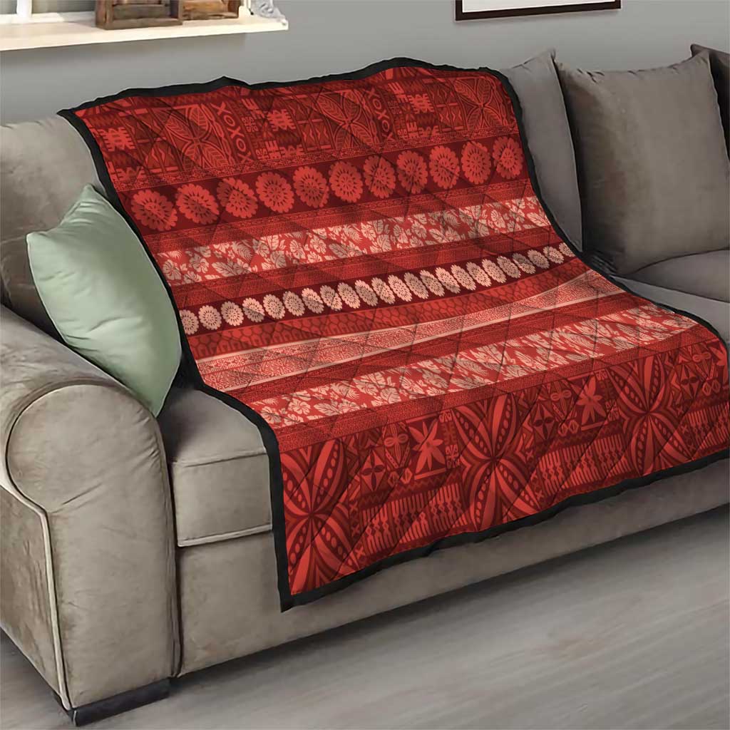 Fiji Marau na Kerisimasi Quilt Red Tapa Masi Inspired Christmas - Polynesian Pride