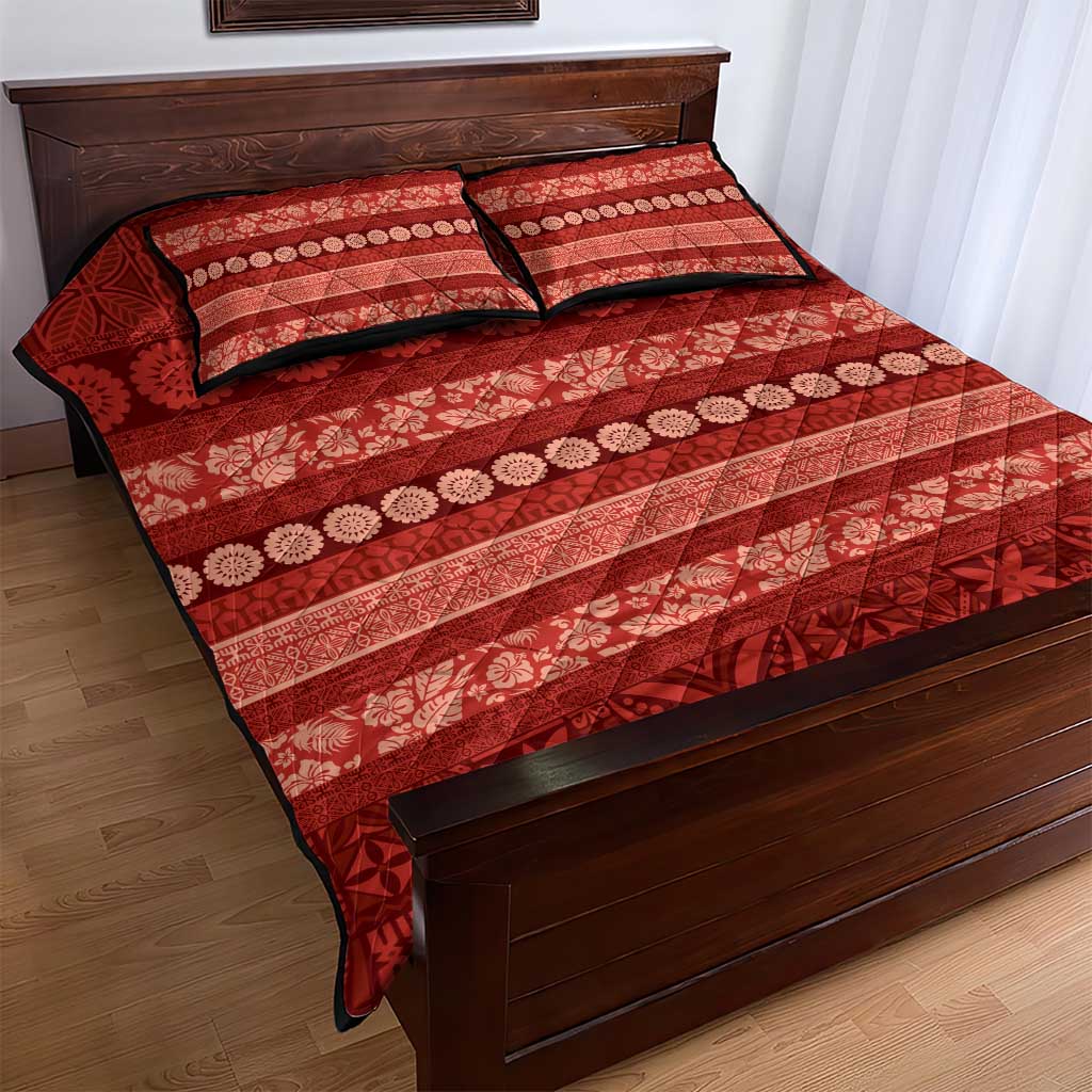 Fiji Marau na Kerisimasi Quilt Bed Set Red Tapa Masi Inspired Christmas - Polynesian Pride