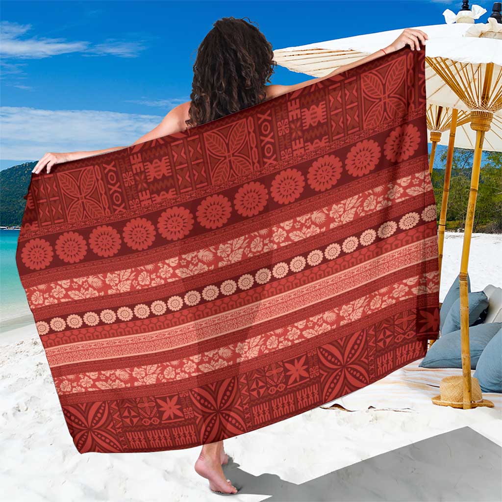 Fiji Marau na Kerisimasi Sarong Red Tapa Masi Inspired Christmas - Polynesian Pride