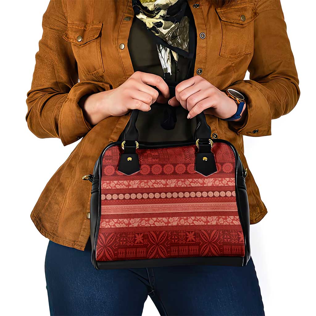 Fiji Marau na Kerisimasi Shoulder Handbag Red Tapa Masi Inspired Christmas - Polynesian Pride