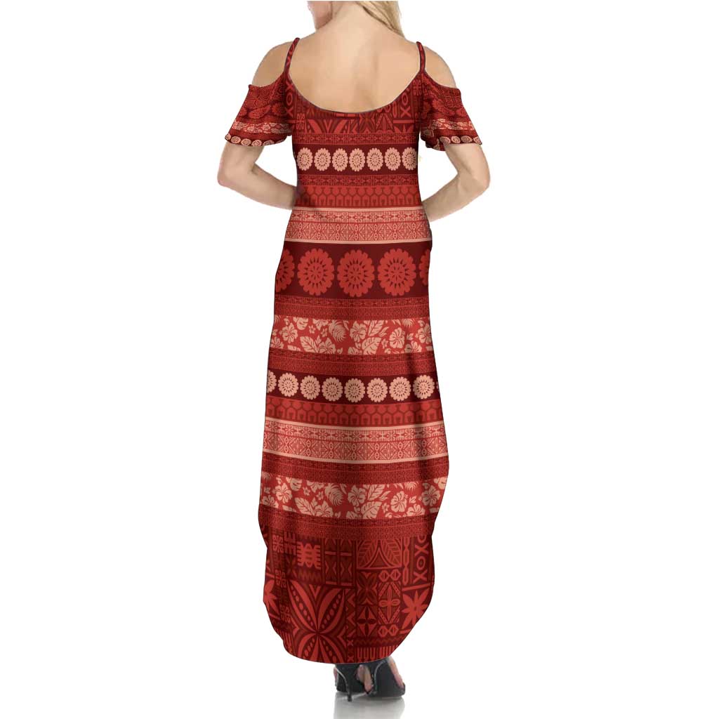 Fiji Marau na Kerisimasi Summer Maxi Dress Red Tapa Masi Inspired Christmas - Polynesian Pride