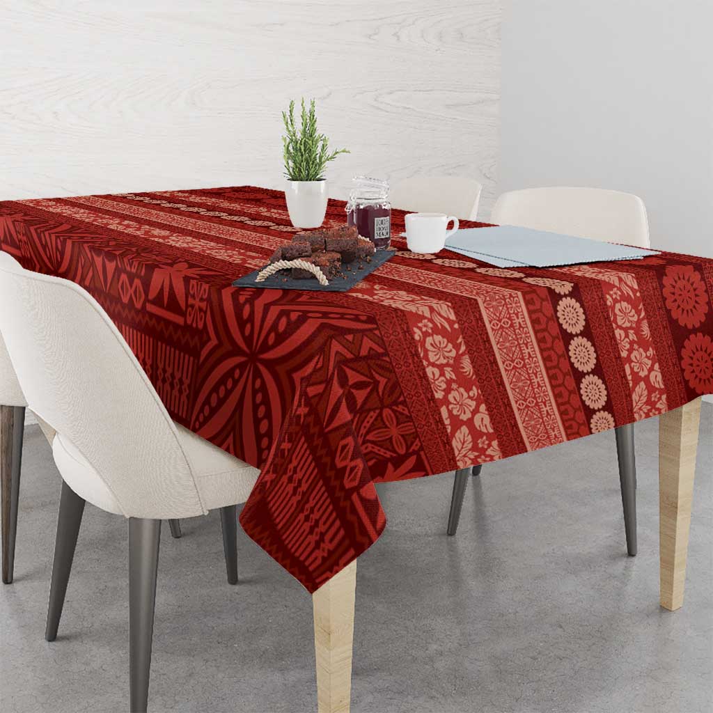Fiji Marau na Kerisimasi Tablecloth Red Tapa Masi Inspired Christmas - Polynesian Pride
