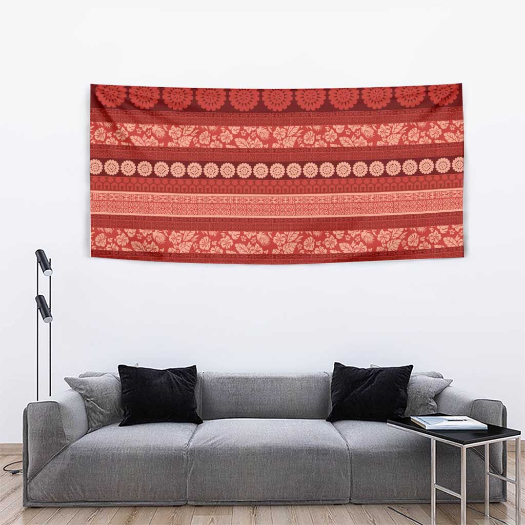 Fiji Marau na Kerisimasi Tapestry Red Tapa Masi Inspired Christmas - Polynesian Pride