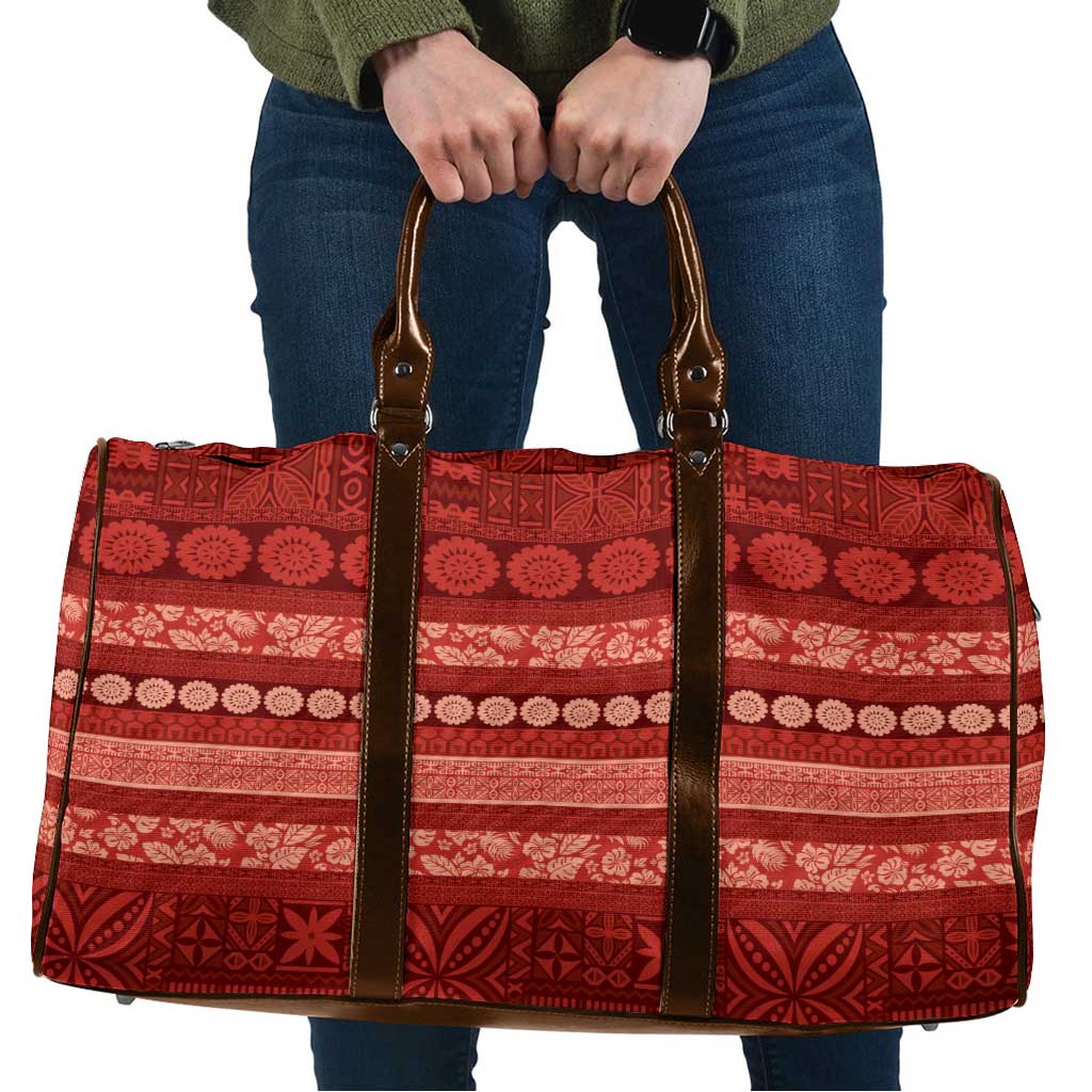 Fiji Marau na Kerisimasi Travel Bag Red Tapa Masi Inspired Christmas - Polynesian Pride