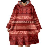 Fiji Marau na Kerisimasi Wearable Blanket Hoodie Red Tapa Masi Inspired Christmas - Polynesian Pride