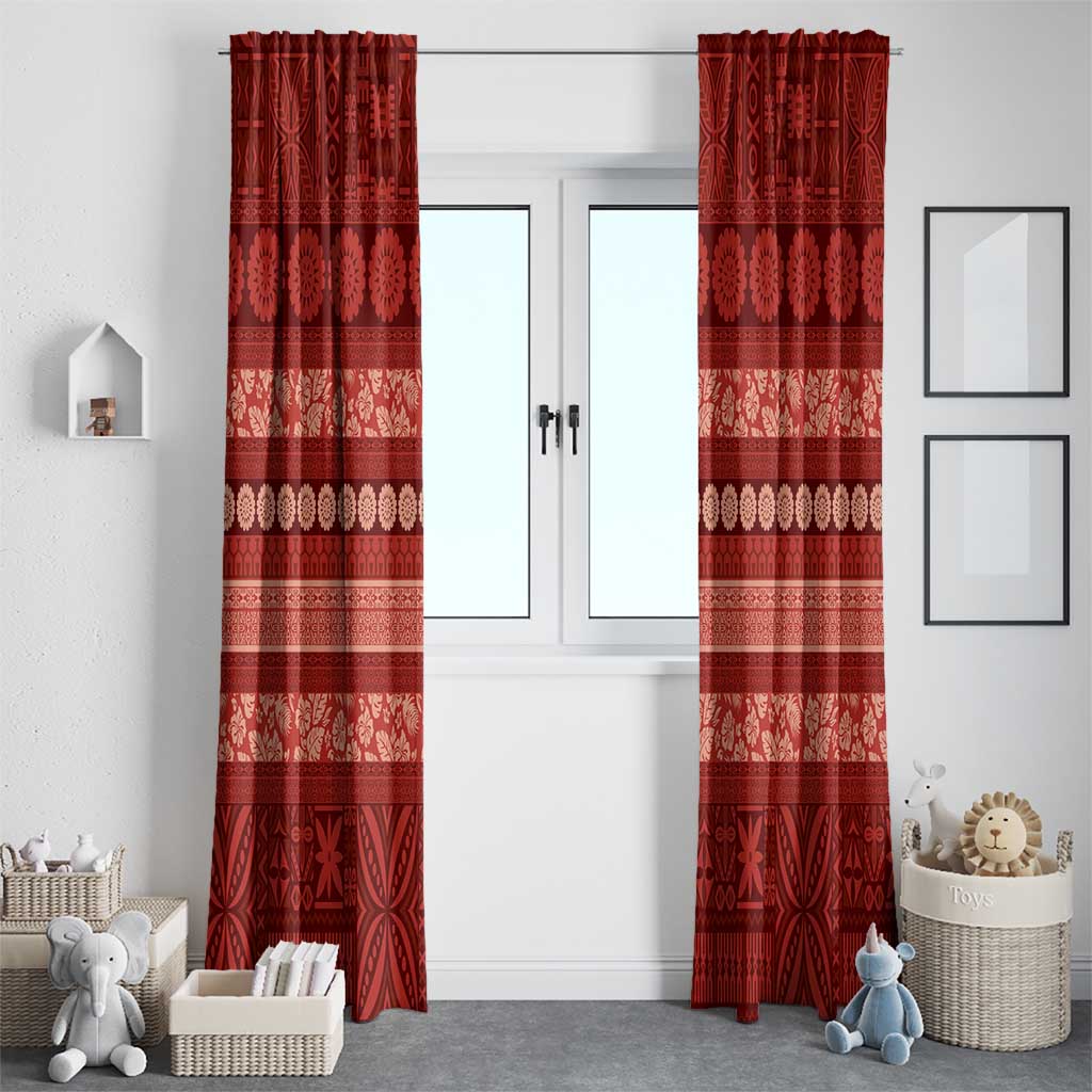 Fiji Marau na Kerisimasi Window Curtain Red Tapa Masi Inspired Christmas - Polynesian Pride