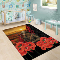 Maori Kiwi Soldier Fern Tattoo ANZAC Day Area Rug Lest We Forget