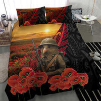 Maori Kiwi Soldier Fern Tattoo ANZAC Day Bedding Set Lest We Forget