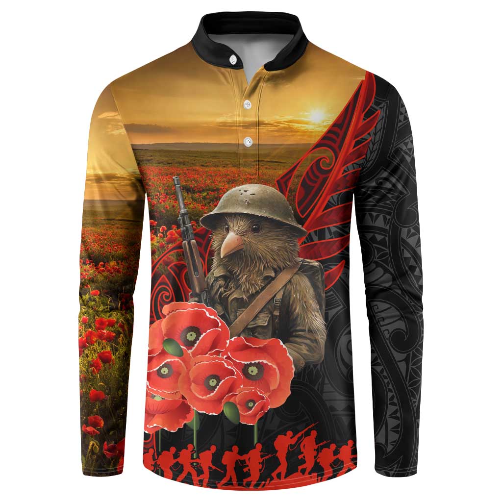 Maori Kiwi Soldier Fern Tattoo ANZAC Day Button Sweatshirt Lest We Forget