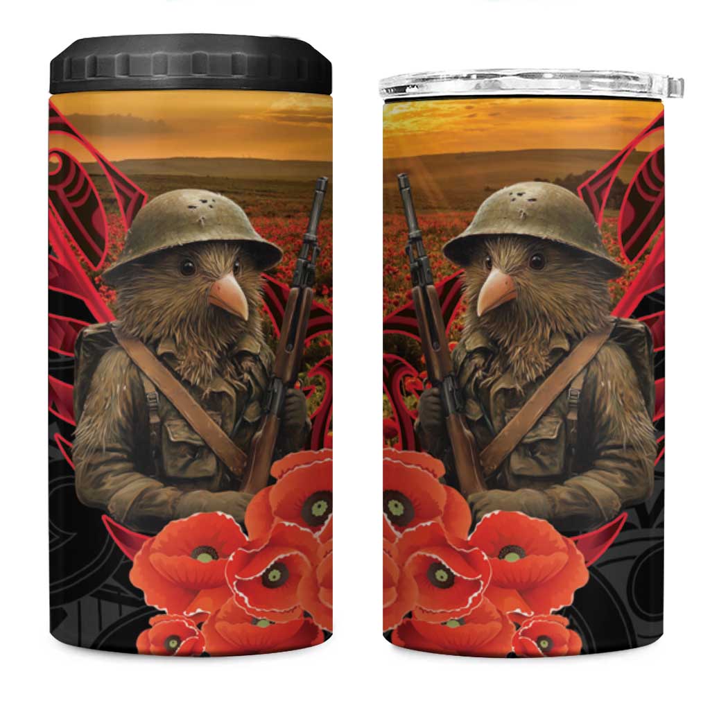 Maori Kiwi Soldier Fern Tattoo ANZAC Day 4 in 1 Can Cooler Tumbler Lest We Forget