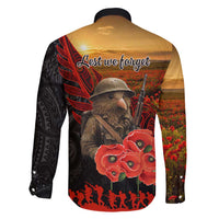 Maori Kiwi Soldier Fern Tattoo ANZAC Day Family Matching Long Sleeve Bodycon Dress and Hawaiian Shirt Lest We Forget