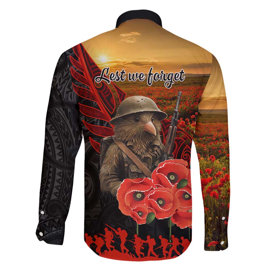 Maori Kiwi Soldier Fern Tattoo ANZAC Day Family Matching Off Shoulder Short Dress and Hawaiian Shirt Lest We Forget