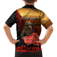 Maori Kiwi Soldier Fern Tattoo ANZAC Day Family Matching Short Sleeve Bodycon Dress and Hawaiian Shirt Lest We Forget