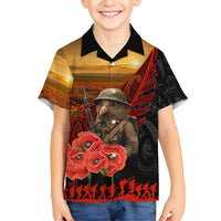 Maori Kiwi Soldier Fern Tattoo ANZAC Day Kid Hawaiian Shirt Lest We Forget