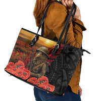 Maori Kiwi Soldier Fern Tattoo ANZAC Day Leather Tote Bag Lest We Forget