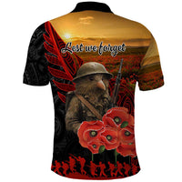 Maori Kiwi Soldier Fern Tattoo ANZAC Day Polo Shirt Lest We Forget
