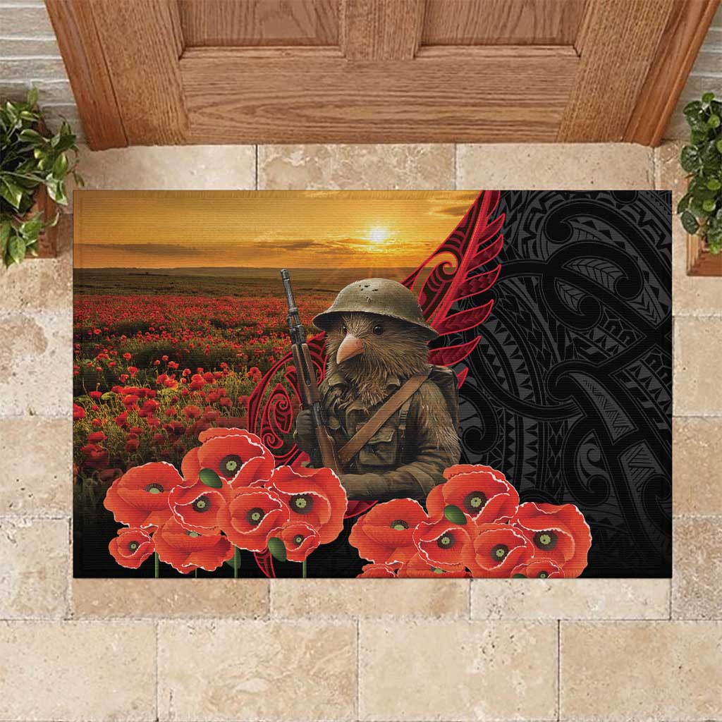 Maori Kiwi Soldier Fern Tattoo ANZAC Day Rubber Doormat Lest We Forget