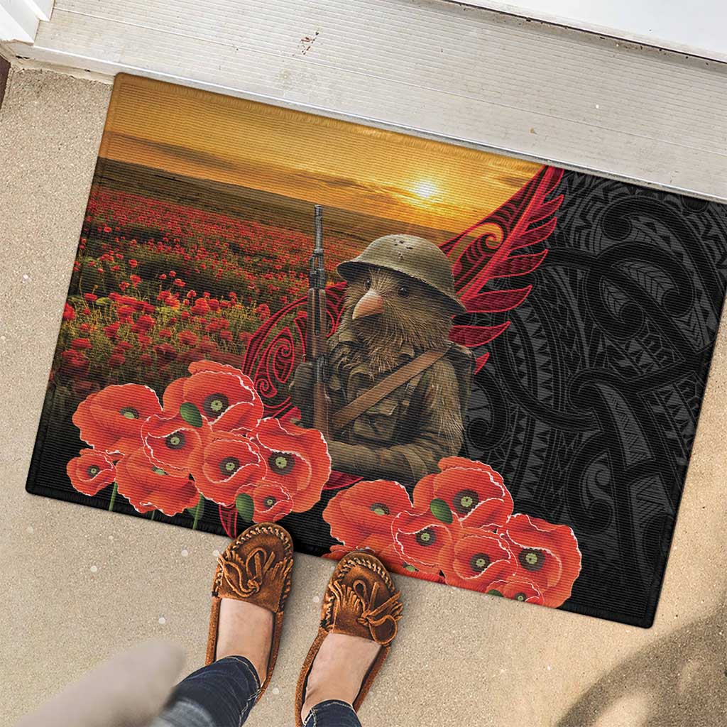 Maori Kiwi Soldier Fern Tattoo ANZAC Day Rubber Doormat Lest We Forget